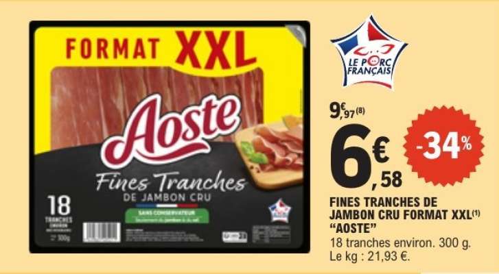Fines Tranches de Jambon Cru Format XXL 'Aoste'