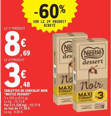 Tablettes De Chocolat Noir Nestle Dessert