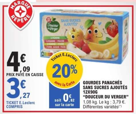 GOURDES PANACHÉS SANS SUCRES AJOUTÉS 12X90G “DOUCEUR DU VERGER”