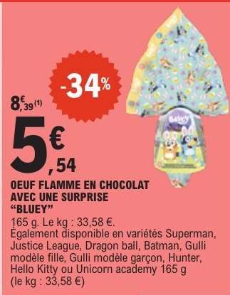 OEUF FLAMME EN CHOCOLAT AVEC UNE SURPRISE “BLUEY”