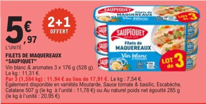 FILETS DE MAQUEREAUX 'SAUPIQUET'