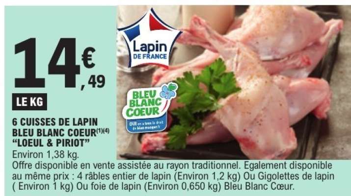 6 Cuisses de Lapin Bleu Blanc Coeur