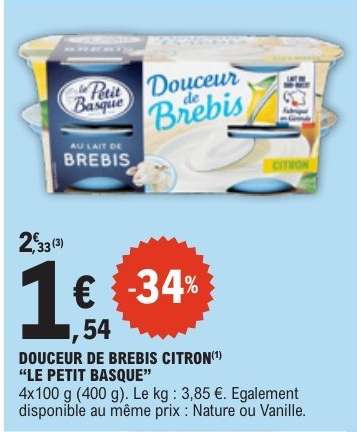 DOUCEUR DE BREBIS CITRON "LE PETIT BASQUE"