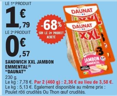 SANDWICH XXL JAMBON EMMENTAL "DAUNAT"