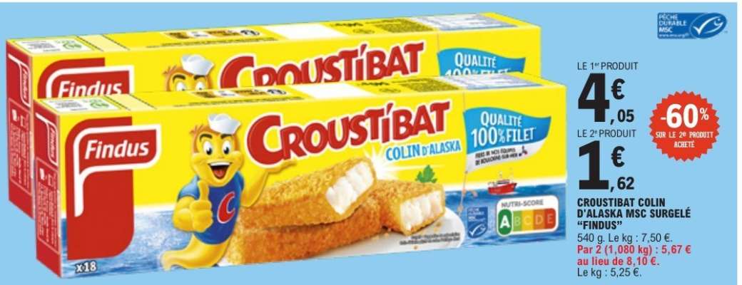 Croustibat Colin d'Alaska MSC Surgelé 'Findus'