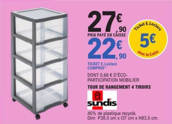 TOUR DE RANGEMENT 4 TIROIRS