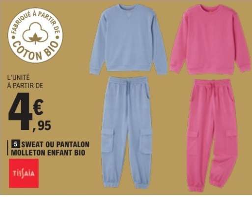 SWEAT OU PANTALON MOLLETON ENFANT BIO