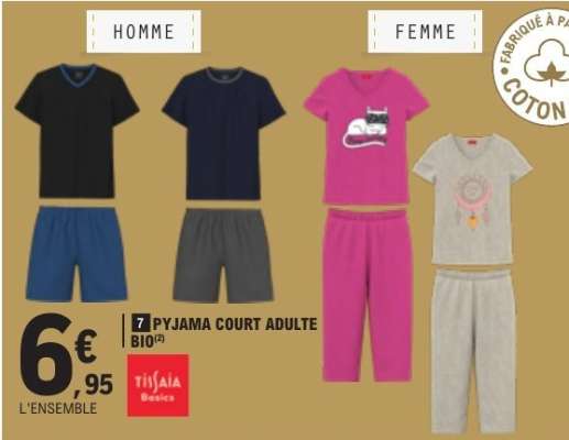 Pyjama Court Adulte Bio