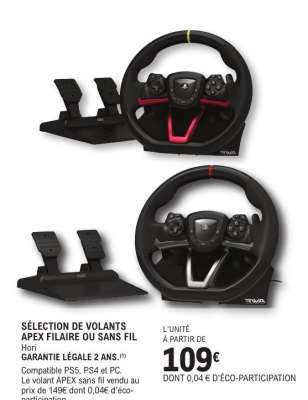 SÉLECTION DE VOLANTS APEX FILAIRE OU SANS FIL