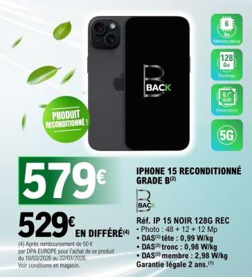 IPHONE 15 RECONDITIONNÉ GRADE B