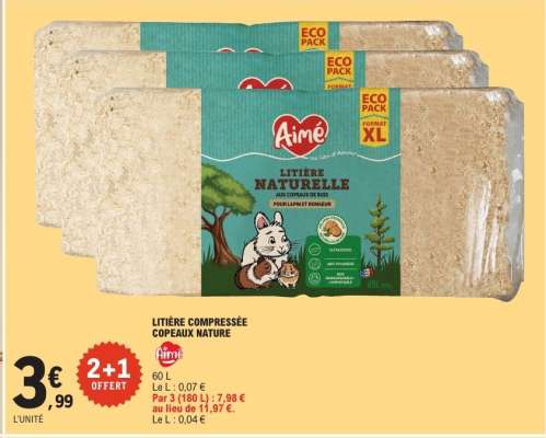 LITIÈRE COMPRESSÉE COPEAUX NATURE