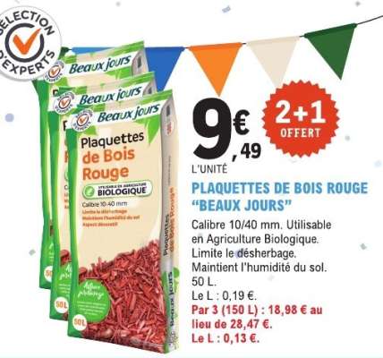 PLAQUETTES DE BOIS ROUGE "BEAUX JOURS"