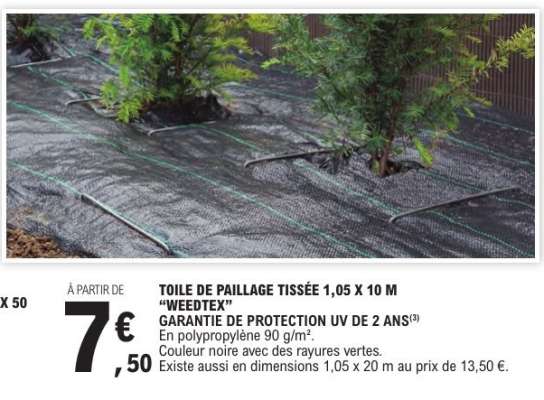 TOILE DE PAILLAGE TISSÉE 1,05 X 10 M "WEEDTEX"