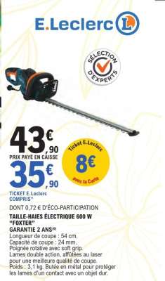 TAILLE-HAIES ÉLECTRIQUE 600 W "FOXTER"