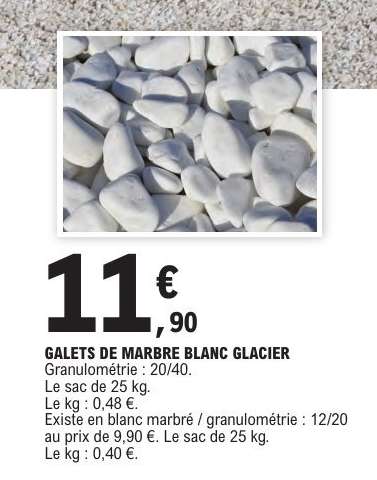 GALETS DE MARBRE BLANC GLACIER