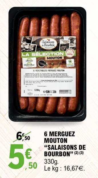6 MERGUEZ MOUTON "SALAISONS DE BOURBON"