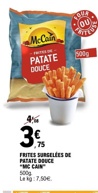 FRITES SURGELÉES DE PATATE DOUCE “MC CAIN”