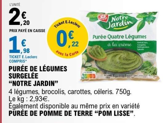 PURÉE DE LÉGUMES SURGELÉE “NOTRE JARDIN”