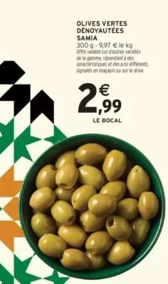 Olives vertes dénoyautées SAMIA