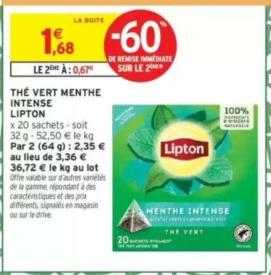 THÉ VERT MENTHE INTENSE LIPTON