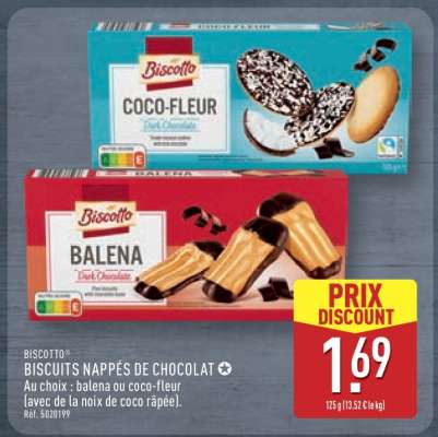 Biscotto Biscuits Nappés de Chocolat