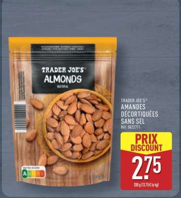 TRADER JOE'S AMANDES DÉCORTIQUÉES SANS SEL