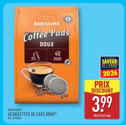 BARISSIMO 40 DOSETTES DE CAFÉ DOUX