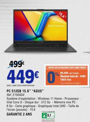 PC 512GB 15.6'' “ASUS”