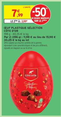 ŒUF PLASTIQUE SÉLECTION CÔTE D'OR