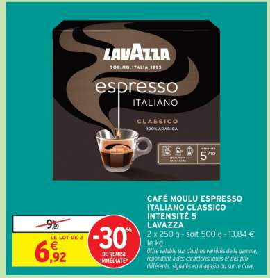 Café Moulu Espresso Italiano Classico Intensité 5 Lavazza