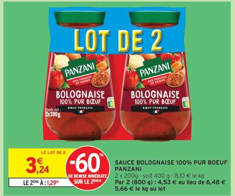Sauce Bolognaise 100% Pur Boeuf Panzani