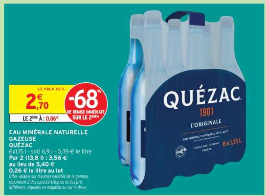 Eau Minerale Naturelle Gazeuse Quezac