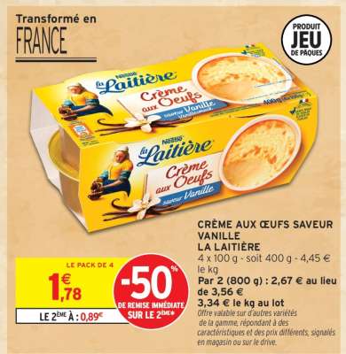 CRÈME AUX ŒUFS SAVEUR VANILLE LA LAITIÈRE