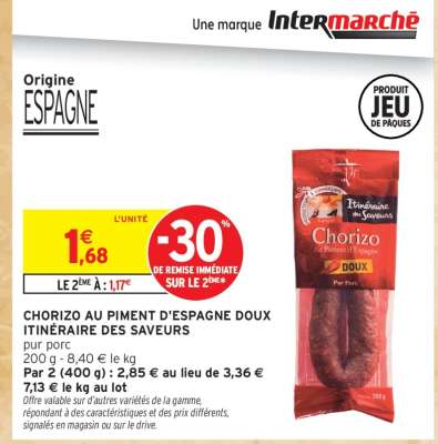 CHORIZO AU PIMENT D'ESPAGNE DOUX ITINÉRAIRE DES SAVEURS