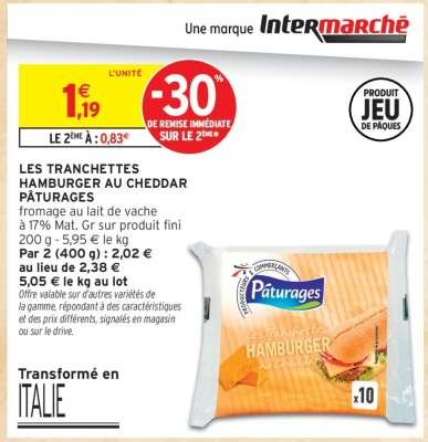 LES TRANCHETTES HAMBURGER AU CHEDDAR PÂTURAGES