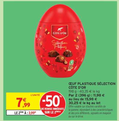 ŒUF PLASTIQUE SÉLECTION CÔTE D'OR