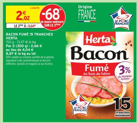 Bacon Fumé 15 Tranches Herta