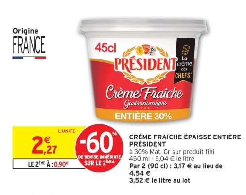 CRÈME FRAÎCHE ÉPAISSE ENTIÈRE PRÉSIDENT