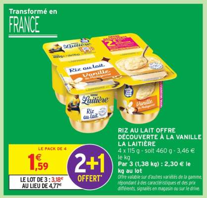 Riz au Lait Offre Découverte à la Vanille La Laitière