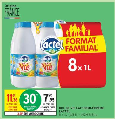 BOL DE VIE LAIT DEMI-ÉCRÉMÉ LACTEL