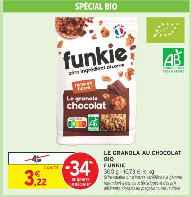 LE GRANOLA AU CHOCOLAT BIO FUNKIE