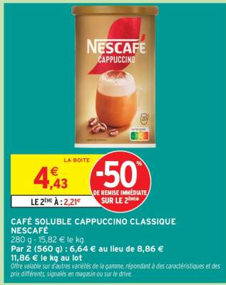Café Soluble Cappuccino Classique Nescafé