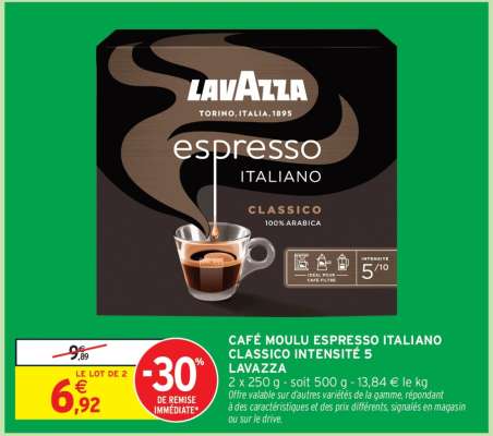 Café Moulu Espresso Italiano Classico Intensité 5 Lavazza