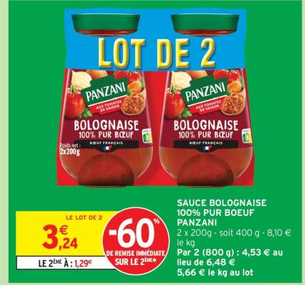 Sauce Bolognaise 100% Pur Boeuf Panzani