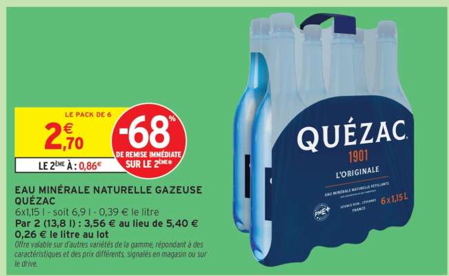 Eau Minerale Naturelle Gazeuse Quezac