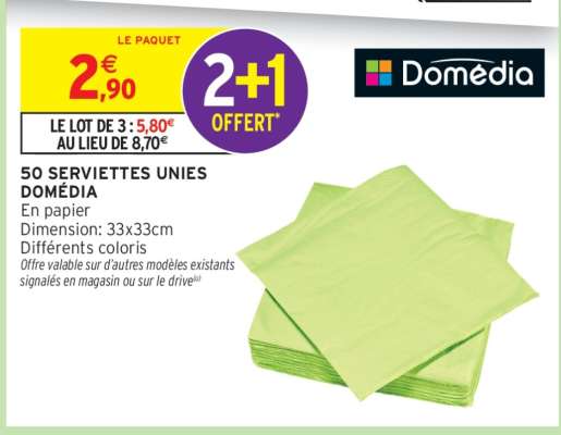 50 Serviettes Unies Domédia