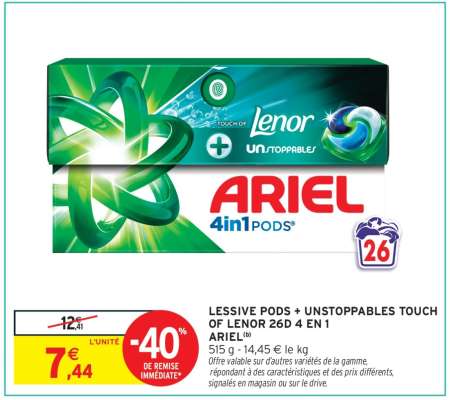 Ariel 4in1 Pods + Unstoppables Touch of Lenor 26D 4 en 1