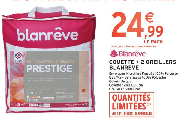 COUETTE + 2 OREILLERS BLANRÊVE