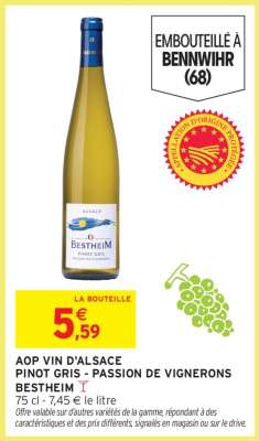 AOP VIN D'ALSACE PINOT GRIS - PASSION DE VIGNERONS BESTHEIM
