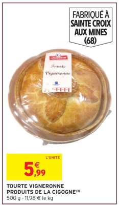 TOURTE VIGNERONNE PRODUITS DE LA CIGOGNE